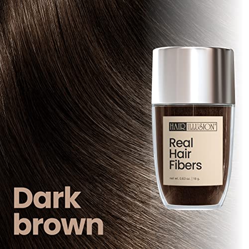 Hair-Illusion-Dark-Brown-Real-Hair-Fibers-for-Thinning-Hair-100-Natural-Texture-Non-Synthetic-Hair-Fibers-Bald-Spot-Cover-Up-for-Women-Men-18-Gram-0-0