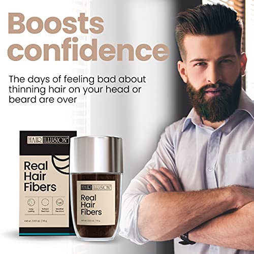 Hair-Illusion-Dark-Brown-Real-Hair-Fibers-for-Thinning-Hair-100-Natural-Texture-Non-Synthetic-Hair-Fibers-Bald-Spot-Cover-Up-for-Women-Men-18-Gram-0-1