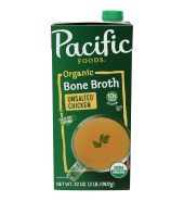 Pacific Foods Organic Unsalted Chicken Bone Broth, 32 oz Carton