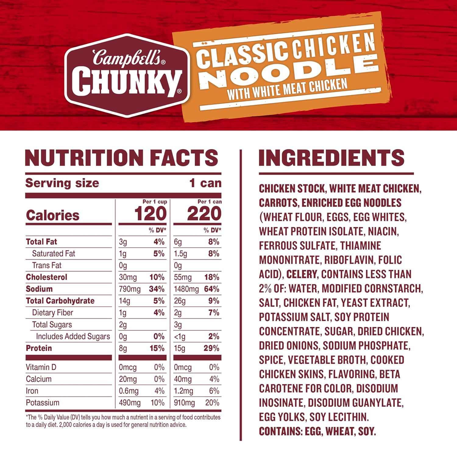 Campbell’s Chunky Soup, Classic Chicken Noodle Soup, 16.1 Oz Can (Case of 8) - Image 2